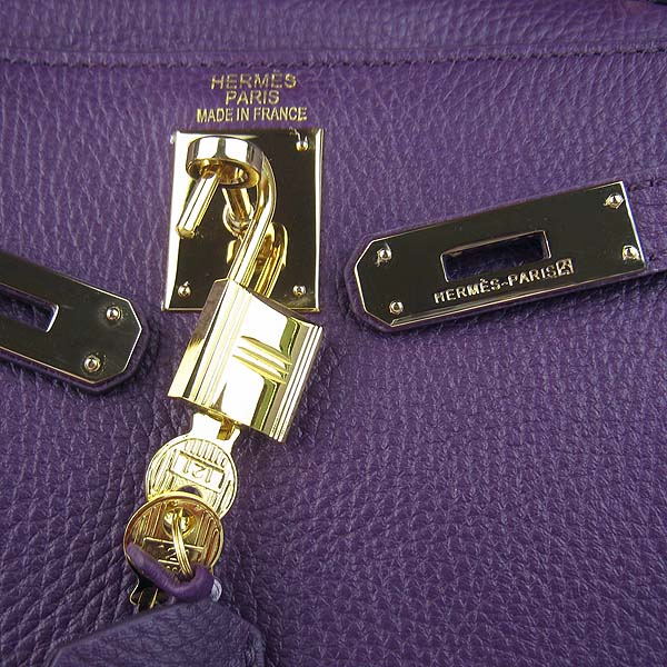 7A Replica Hermes Kelly 32cm Togo Leather Bag Purple 6108